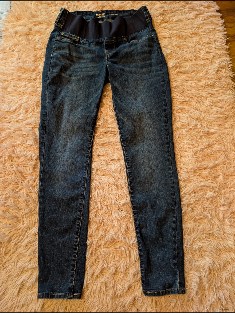 Signature by Levi Strauss Dark Blue Maternity Jeggings with Black Stretch Panel
